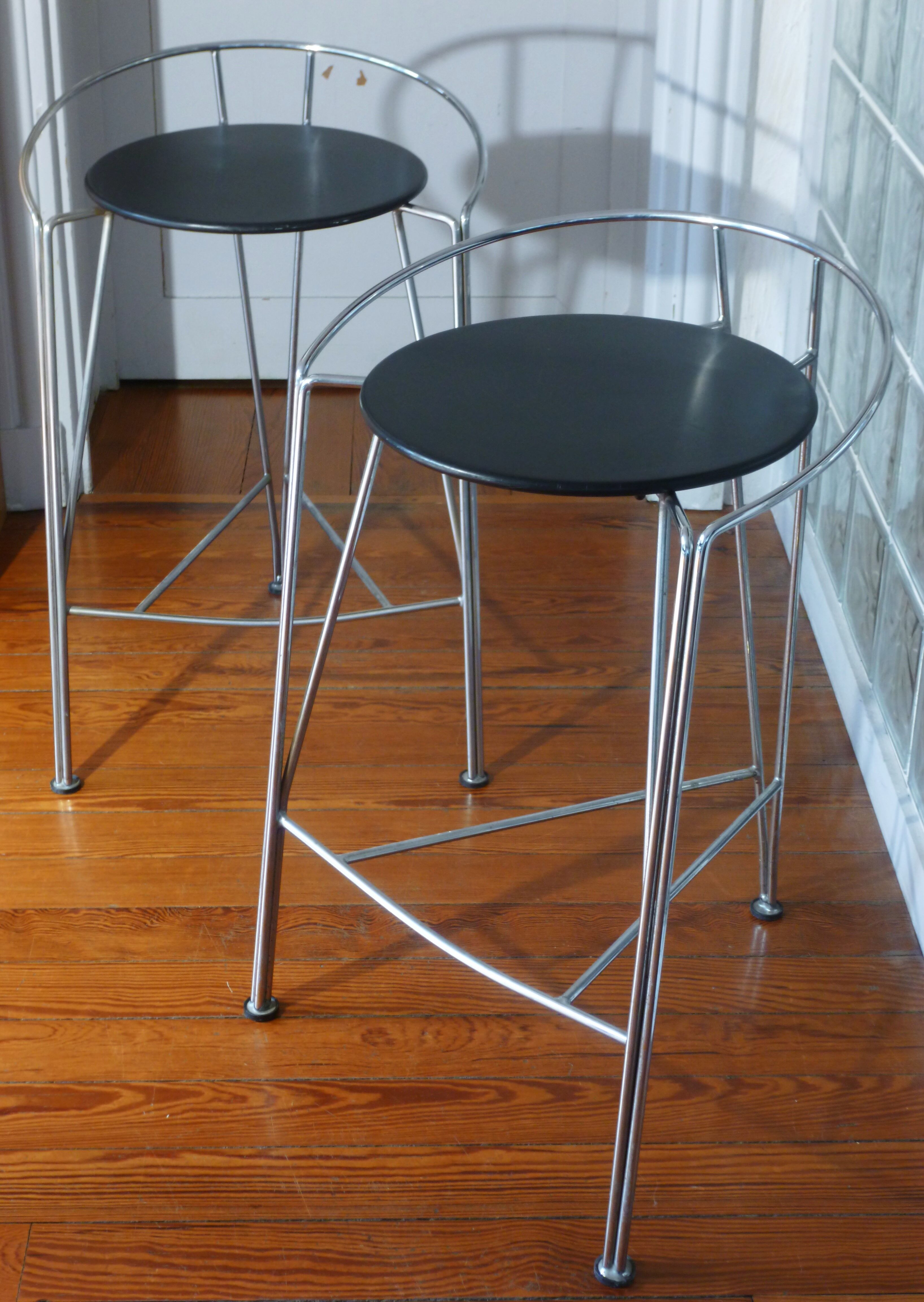 Pair of stools, Pascal Mourgue, model "Lune d'argent", 80s