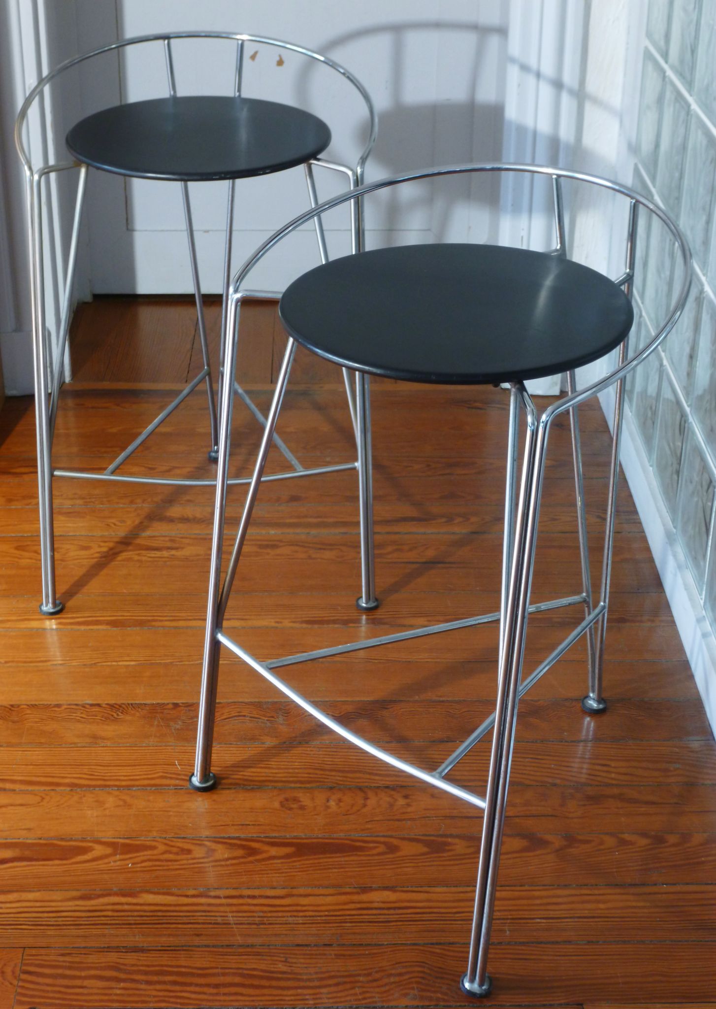Pair of stools, Pascal Mourgue, model "Lune d'argent", 80s
