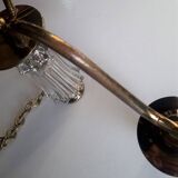 Chandelier 1950, 1960 3 lights gold metal and glass