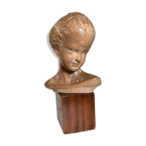 Child's head in terracotta 1920 wooden base