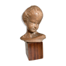 Child's head in terracotta 1920 wooden base