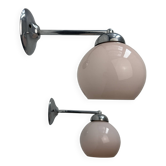 PAIR OF OLD VINTAGE PINK OPALINE Sconces