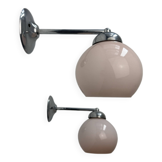 PAIR OF OLD VINTAGE PINK OPALINE Sconces