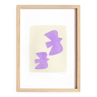 "birds" painting on paper - original illustration signed Eawy