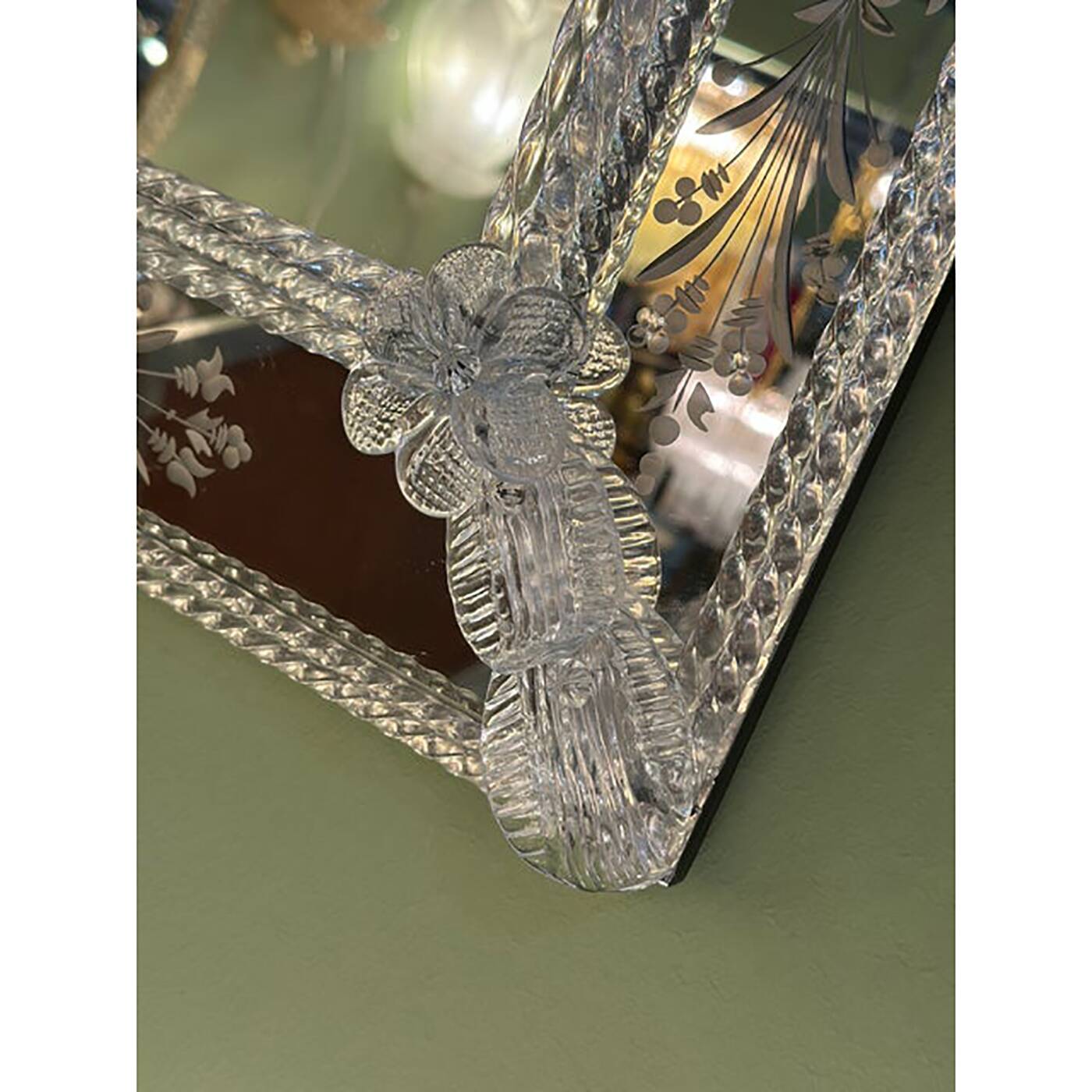 Venetian Transparent Hand-Carved Glass Wall Mirror