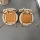 Pair of vintage chairs in beige Dralon® and gold metal.