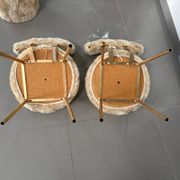 Pair of vintage chairs in beige Dralon® and gold metal.