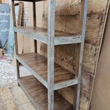 Ancien rack - étagère d'atelier en teck birman