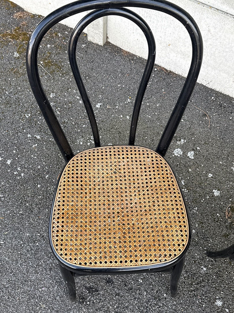 Set of 2 Bistro Chairs Style Thonet Furniture Black Wood and Cane