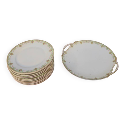 Service à dessert en porcelaine de limoges 13 pièces