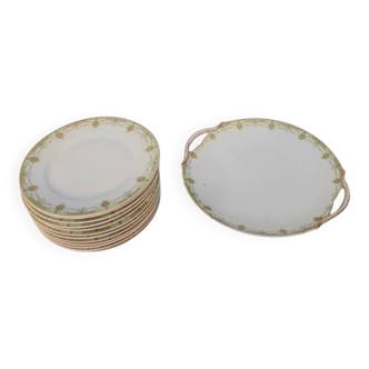 Service à dessert en porcelaine de limoges 13 pièces