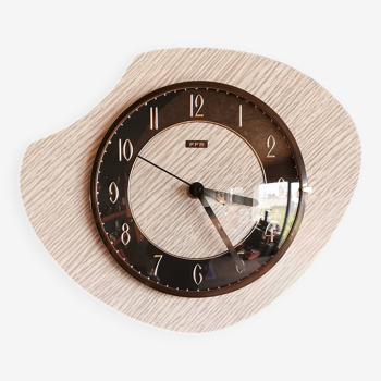 Formica clock vintage silent wall pendulum asymmetrical years "FFR gray black"
