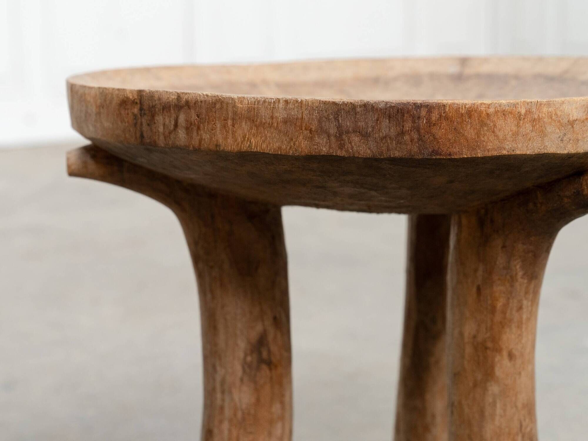 Ancient primitive monoxyle tripod stool from Ethiopia, Wanza wood.