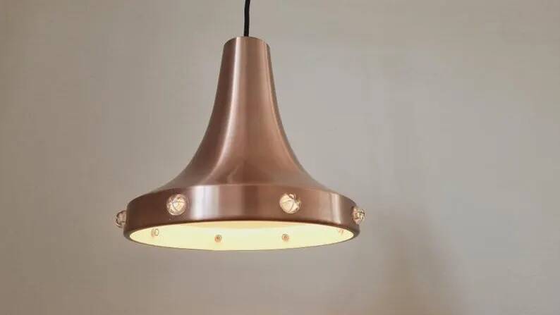 Midcentury Copper Pendant Vitrika, Sweden, 1970s