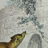 Planche zoologique originale " Loup - Renard " Buffon 1840