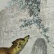 Planche zoologique originale " Loup - Renard " Buffon 1840