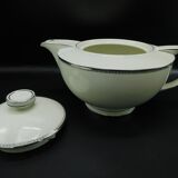 Art deco teapot by Pirkenhammer,  white and silver