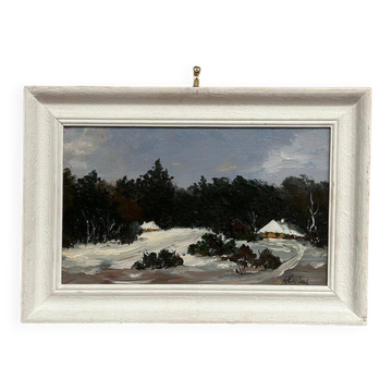 Original Swedish Oil On Panel – “Winter Landscape” – Vintage & Framed – 37 × 26 Cm (14.6" × 10.2")