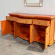Vintage rattan & wood orange curved sideboard, 1980s