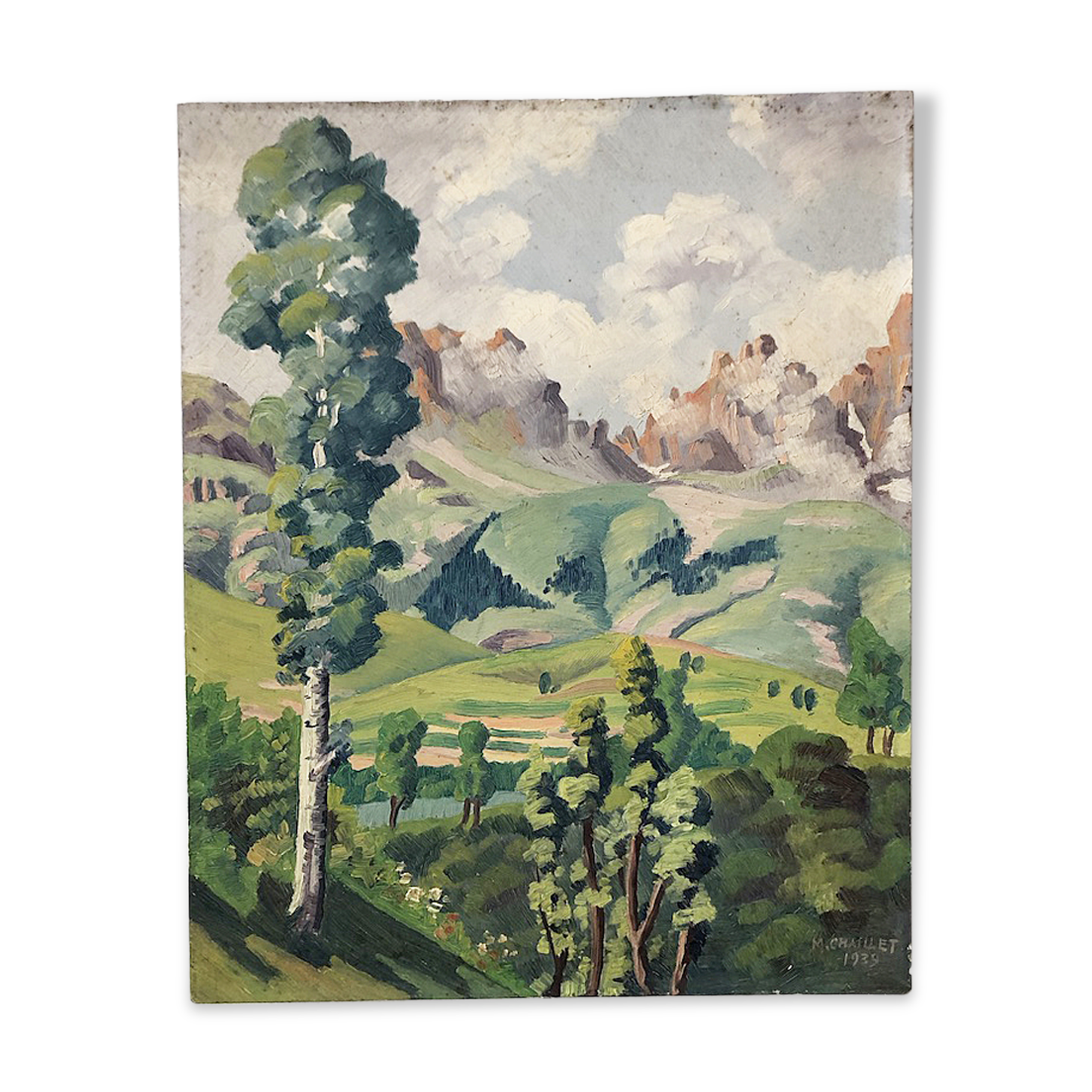 Oil painting landscape mountain 1939