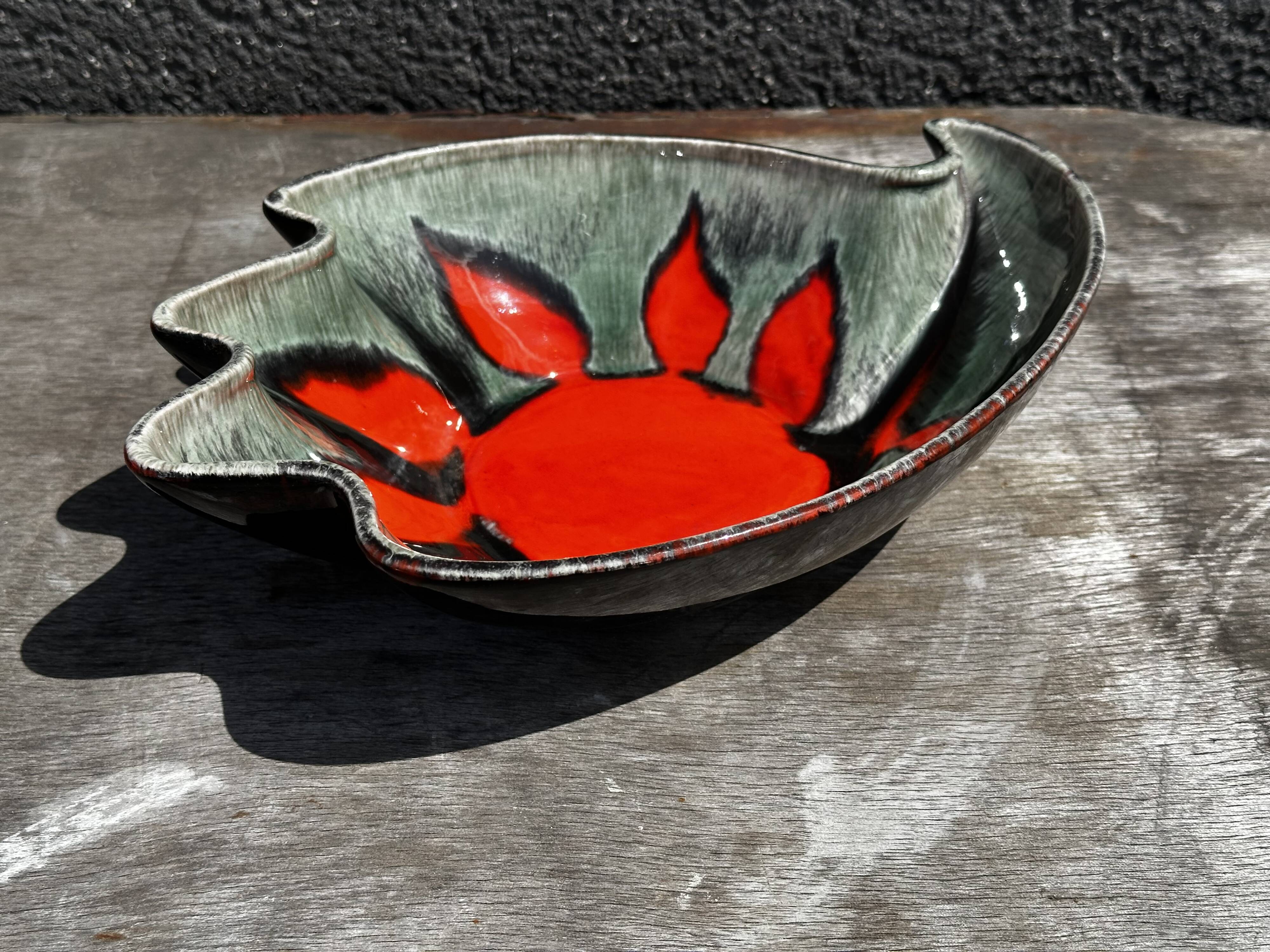 Coupe / Vide Poche - Décor Soleil - Forme Libre - Céramique Elchinger