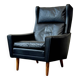 Leather Wingback Chair, Denmark 1970s, Vintage, Mid-C Modern