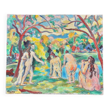 Paul senac Huile sur toile les baigneuses tableau ancien