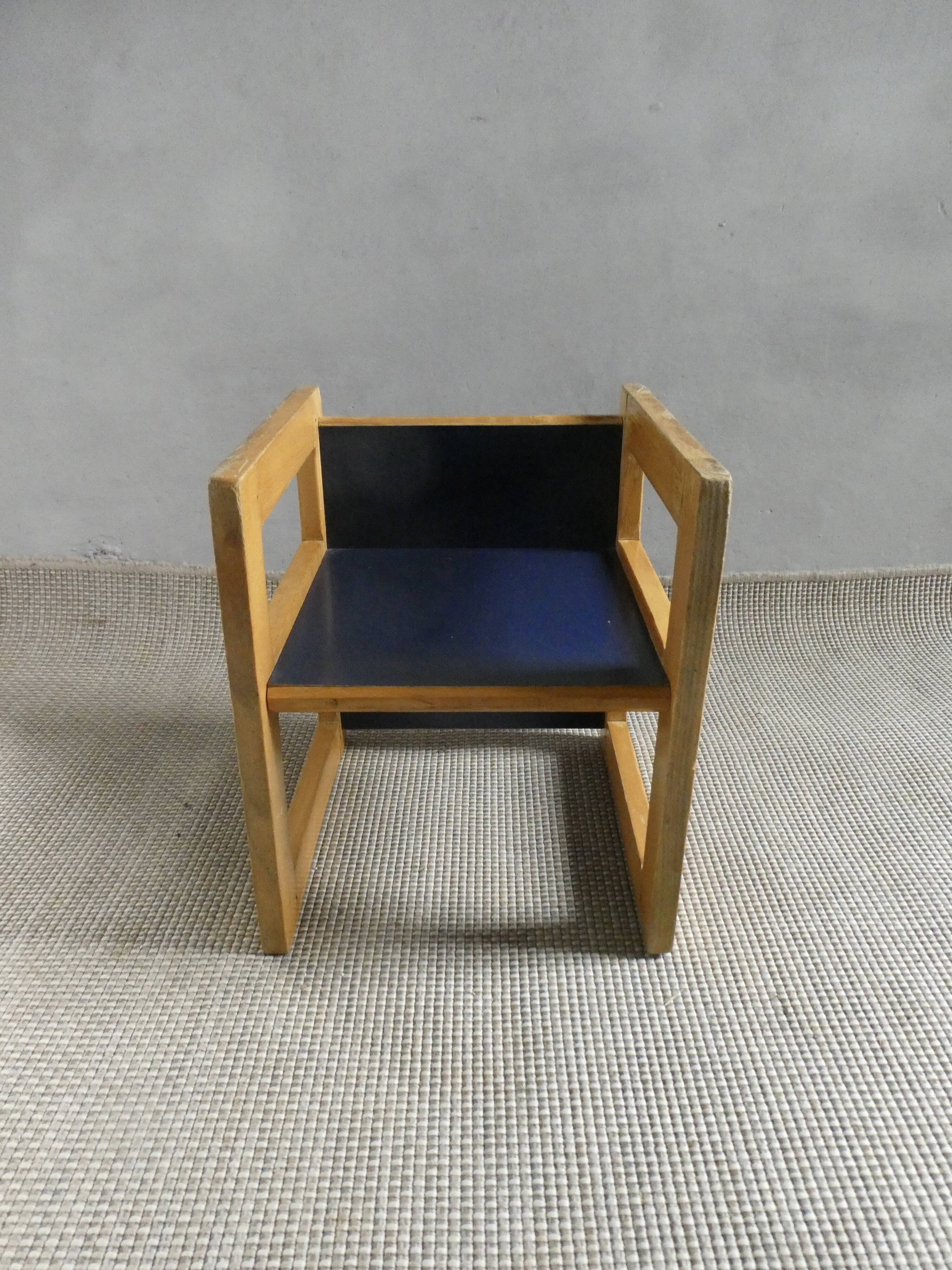 3-position children's armchair, wooden, 1980s