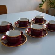 Set of 6 Apilco cups ** Rare colour Bordeaux or Burgundy **