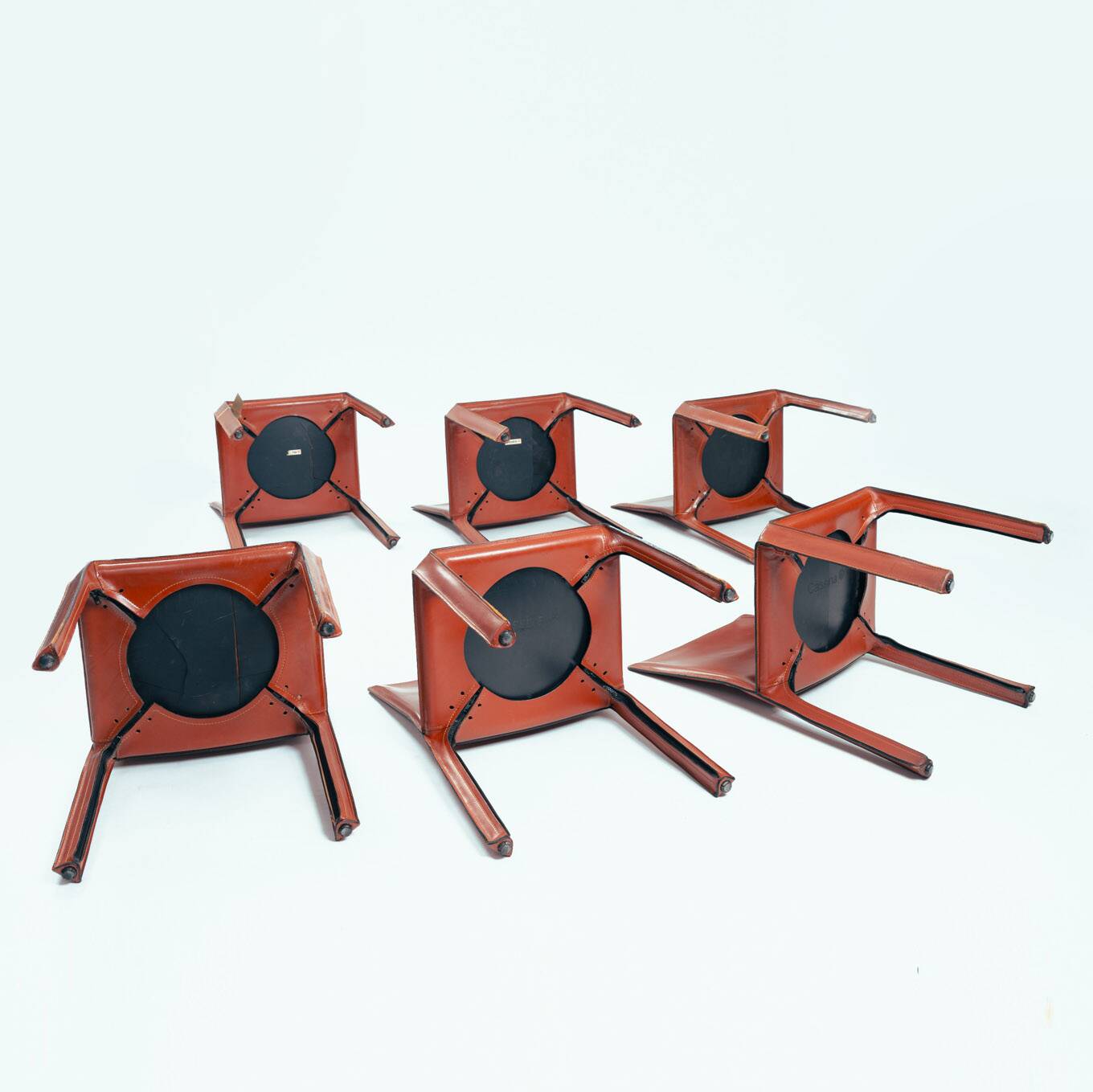 Cassina cab 412 by Mario Bellini in Burgundy dining chairs, 6