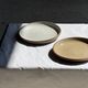 Set of 6 handmade stoneware plates in glazed beige and brown D20 H3