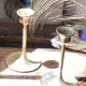 Pair of candlesticks, minimalist design in brass