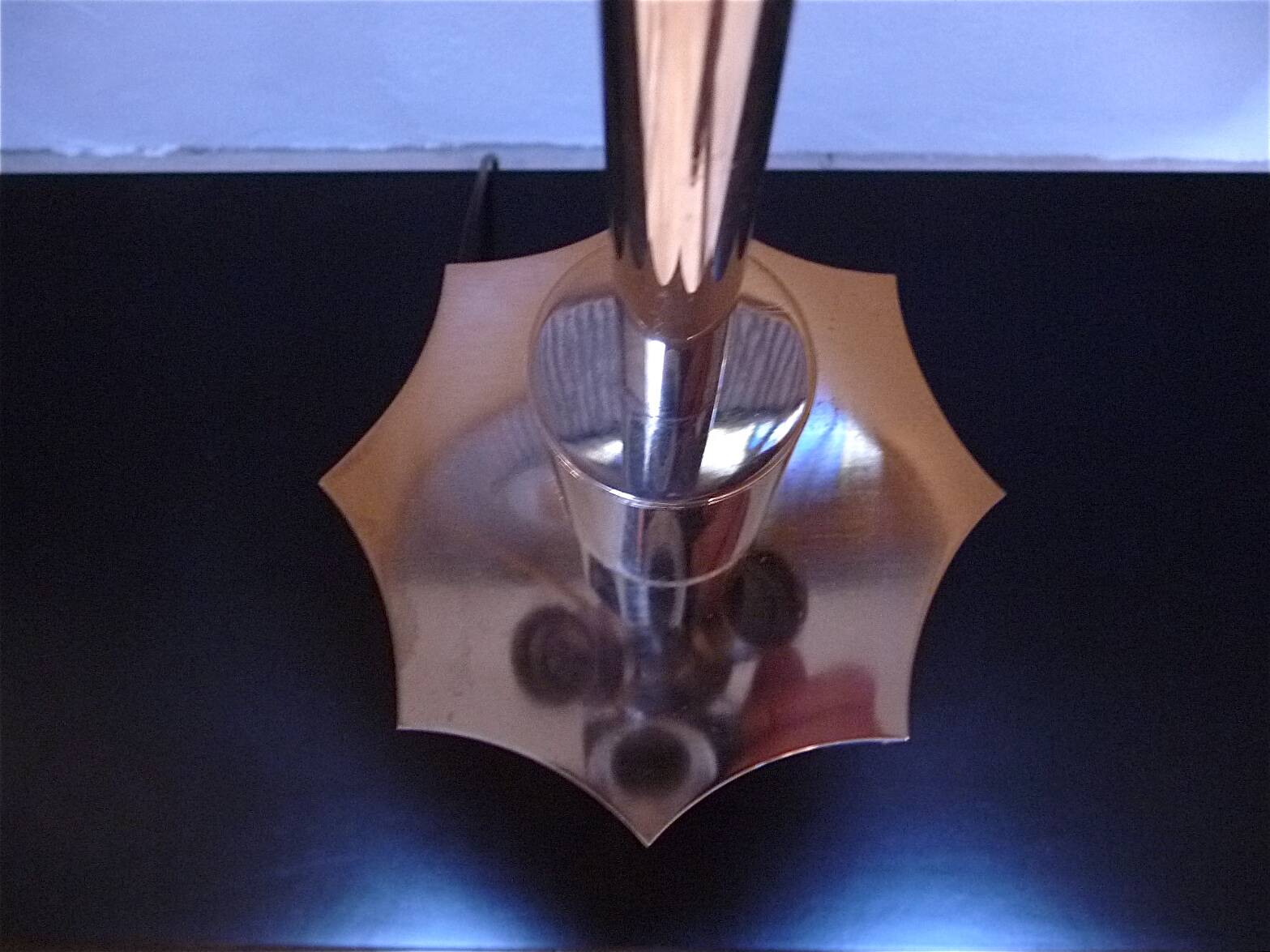 Set of 2 Brutalist Sculptural Chromed Metal Table Lamps, Italy 1960s