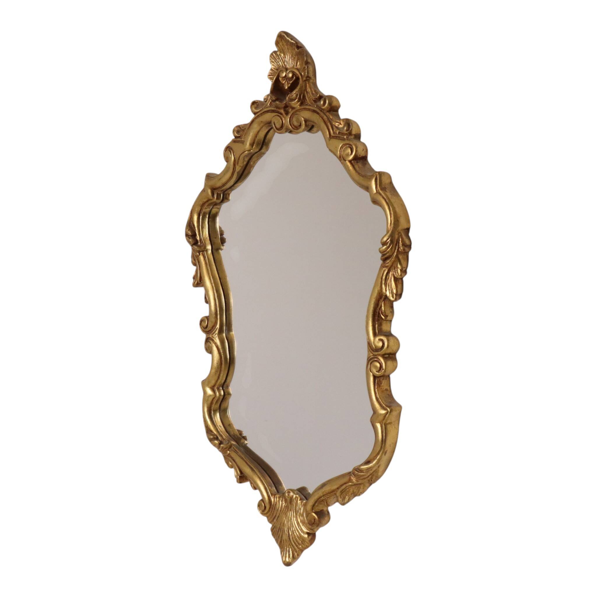 Classic Gold Crested Mirror, French Baroque Style, 74 cm