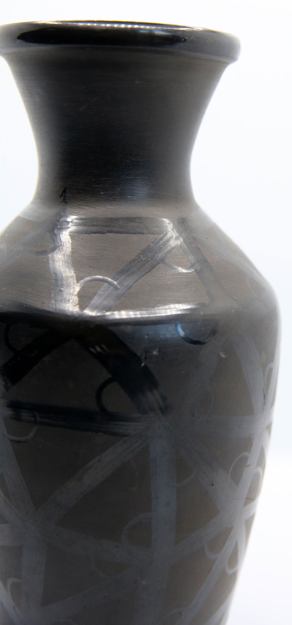 Vintage handmade vase from Romania in black ceramic