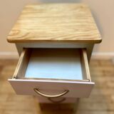 Beige and pale pink revamped 4-drawer bedside table