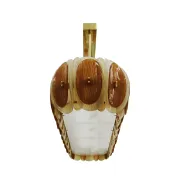 Midmodern Style Italian Brass Pendant Lamp, Brown And Beige Murano Glass