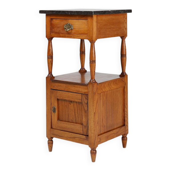 Table de nuit Art Déco française avec plateau en pierre bleue, années 1920