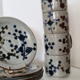 4 tasses et soucoupes en grès émaillé
