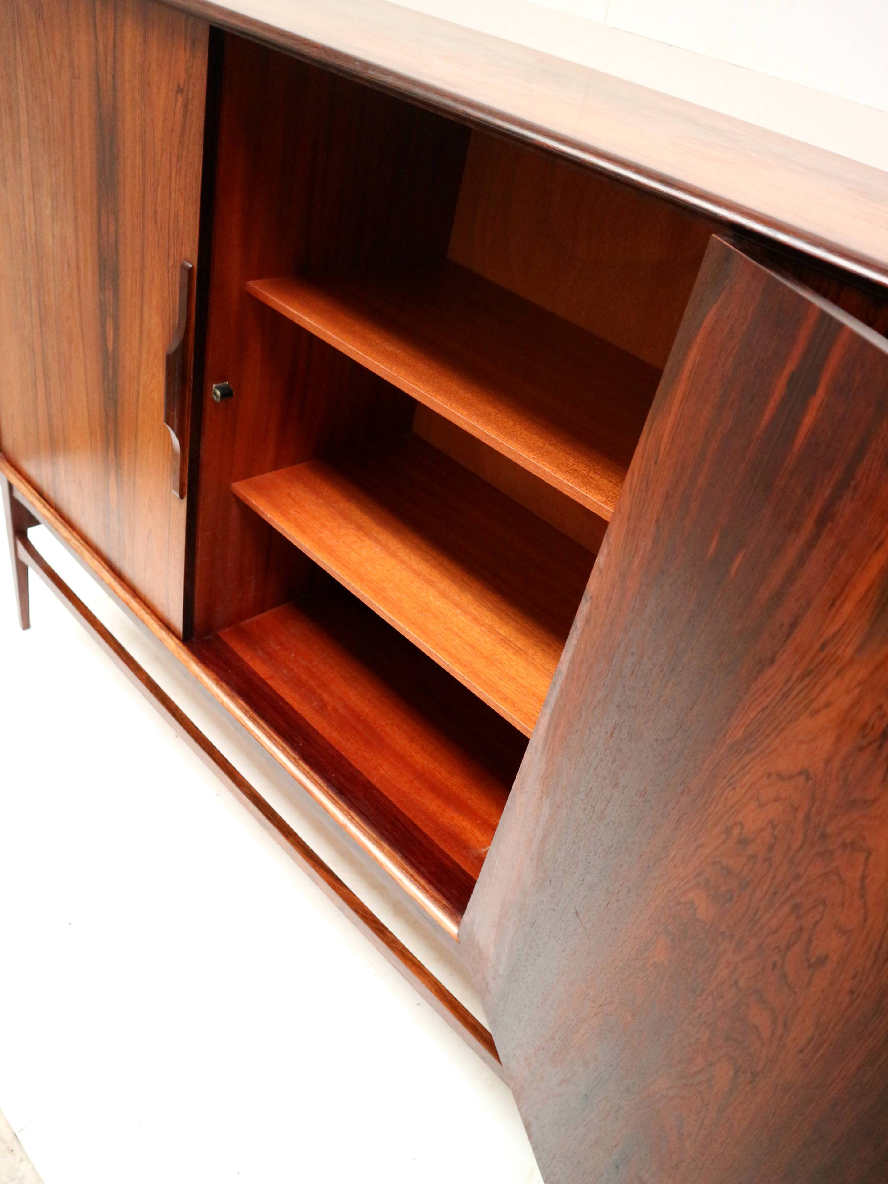 High quality vintage rosewood highboard / high sideboard made in the 60s