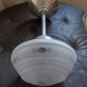 Chandelier suspension frame aluminum globe glass vintage art deco style
