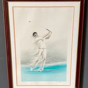 Lithograph Maurice Fillonneau Golfer 144/600 Aqua-Blues Certificate