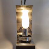 Vintage 70s chrome metal table lamp, folded effect.