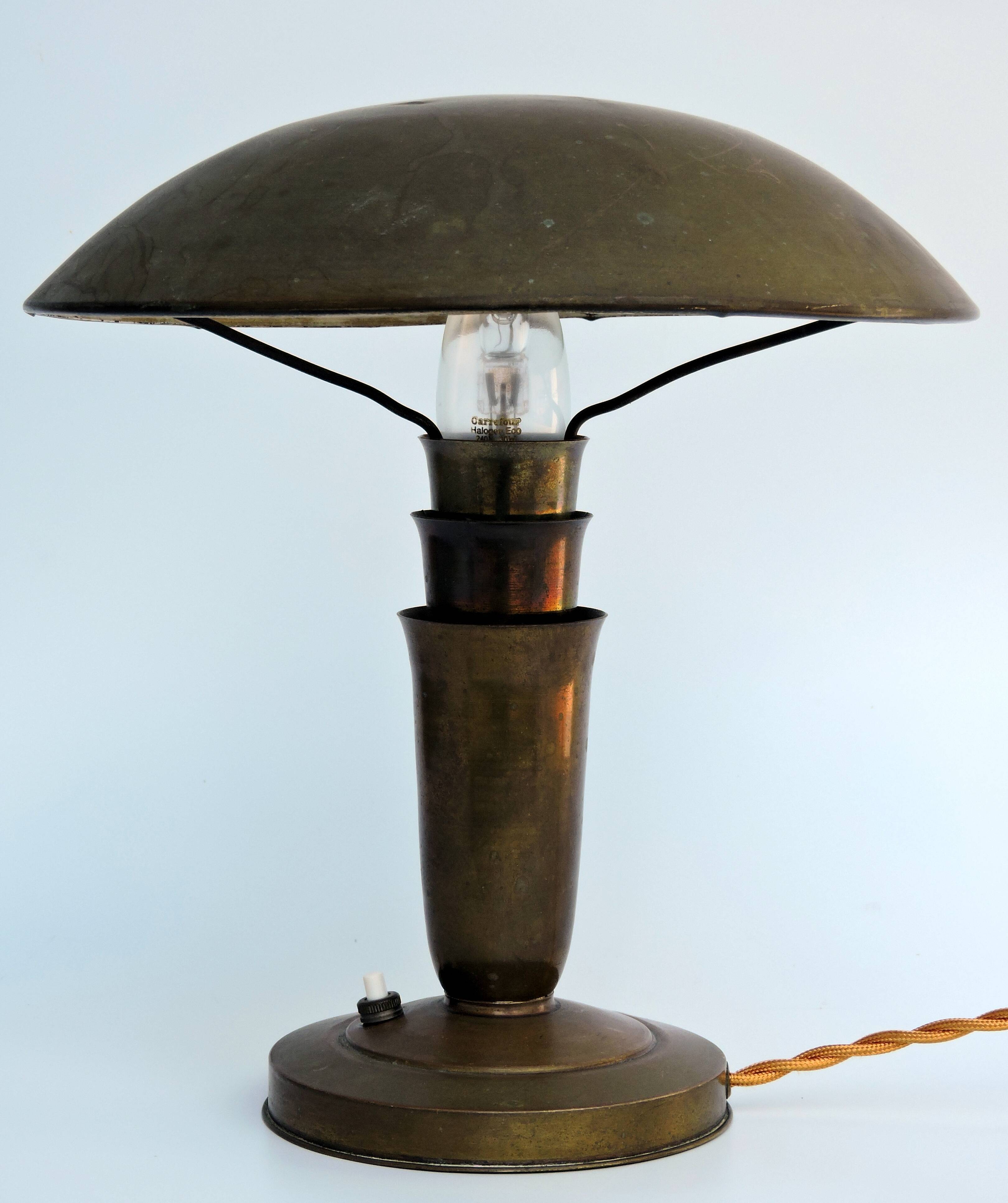 Art Deco bauhaus copper mushroom lamp