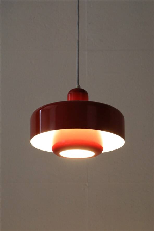 Red “Go-Go” pendant lamp by Dan Heersø for Vitrika / 1970s / Danish modern design