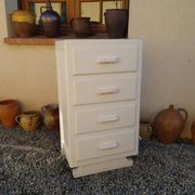 Art Deco chest of drawers in white painted wood with 4 drawers