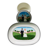 Villeroy & Boch trinket dish and candy dish with naive Laplau decoration