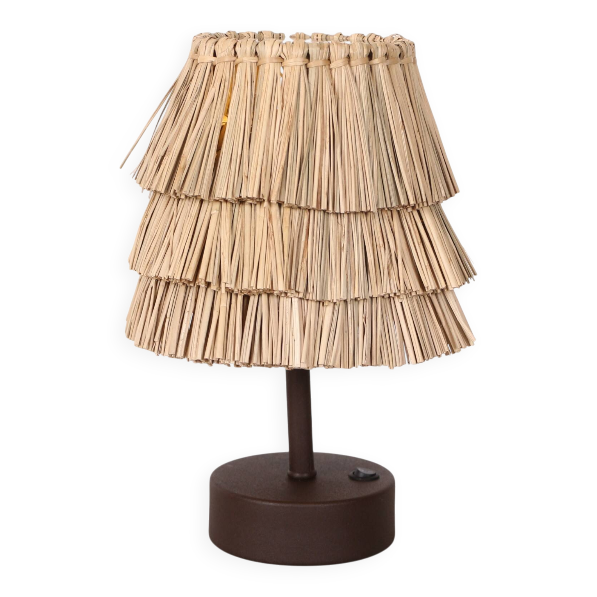 Natural Sea Grass Solar-Powered Table Lamp 27x20cm. Dark Coffee Base