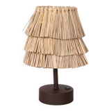 Natural Sea Grass Solar-Powered Table Lamp 27x20cm. Dark Coffee Base