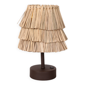 Natural Sea Grass Solar-Powered Table Lamp 27x20cm. Dark Coffee Base